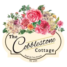 Cobblestone Cottage English Tea House floral logo design